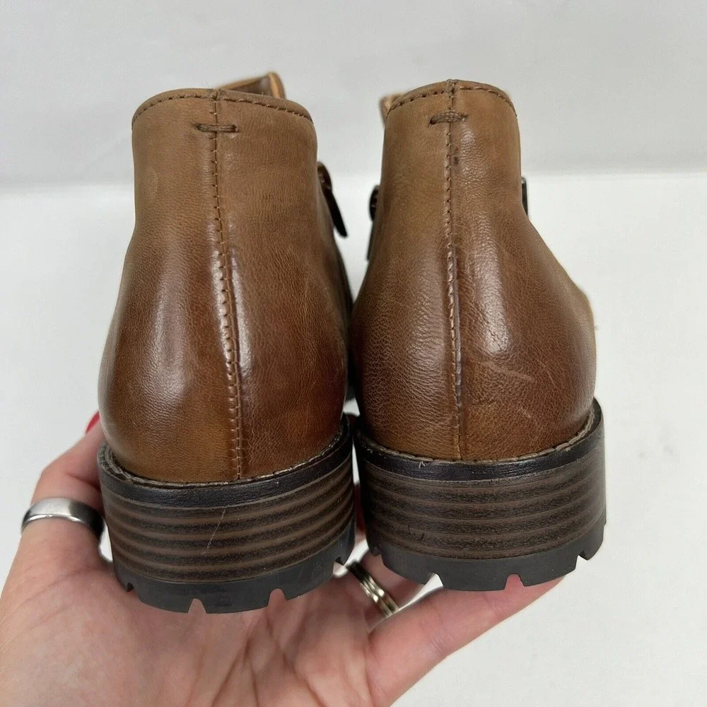 Clarks Size 6.5 Clarkwell Boots Brown Leather Side Zip Booties Comfort Women's